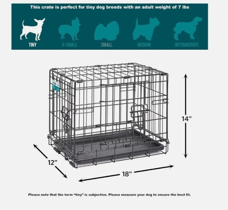 Midwest Dog Double Door i-Crate Black 18″ x 12″ x 14″ For Pet With Love
