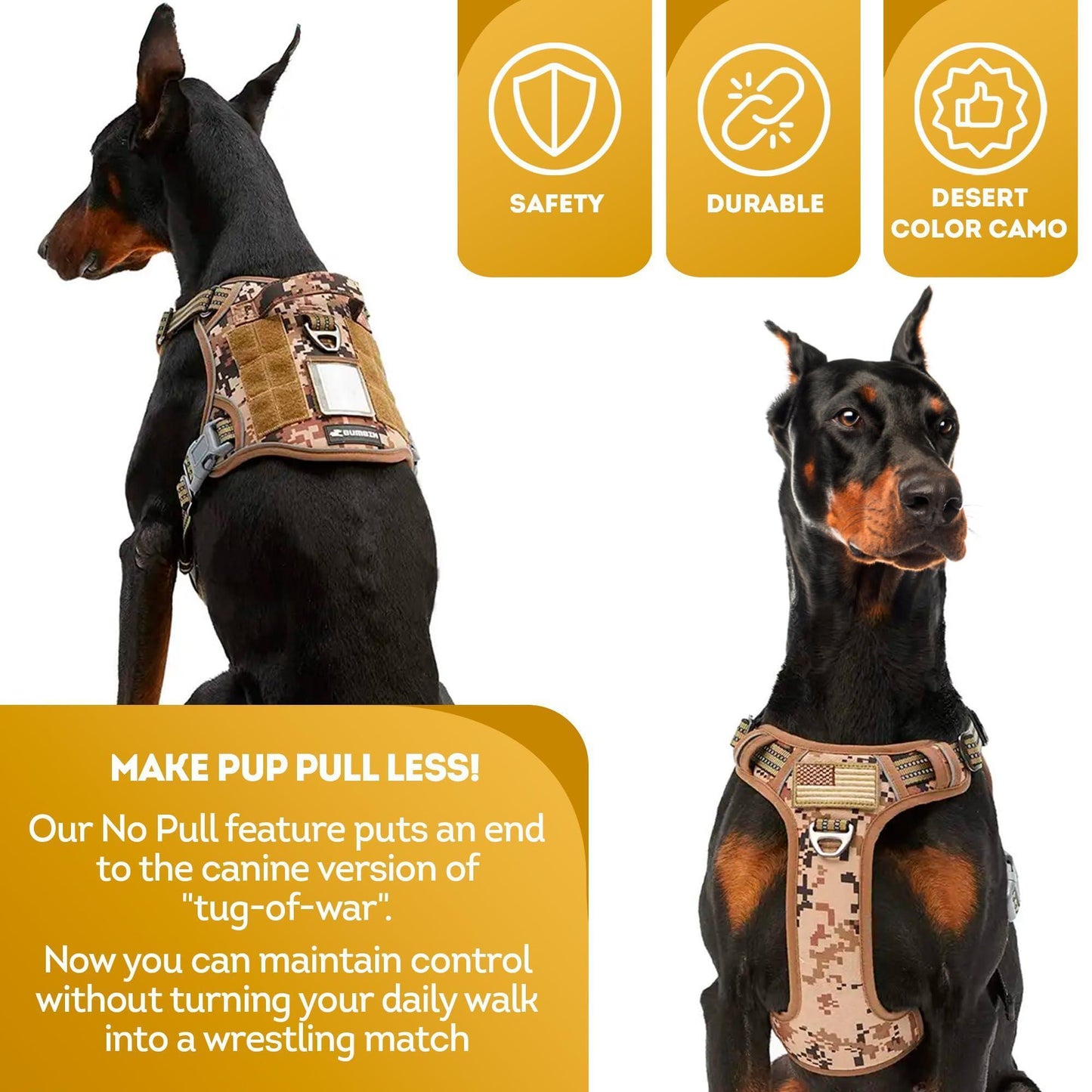Tactical Dog Desert Camouflage Breathable Harness with Handle MEDIUM For Pet With Love