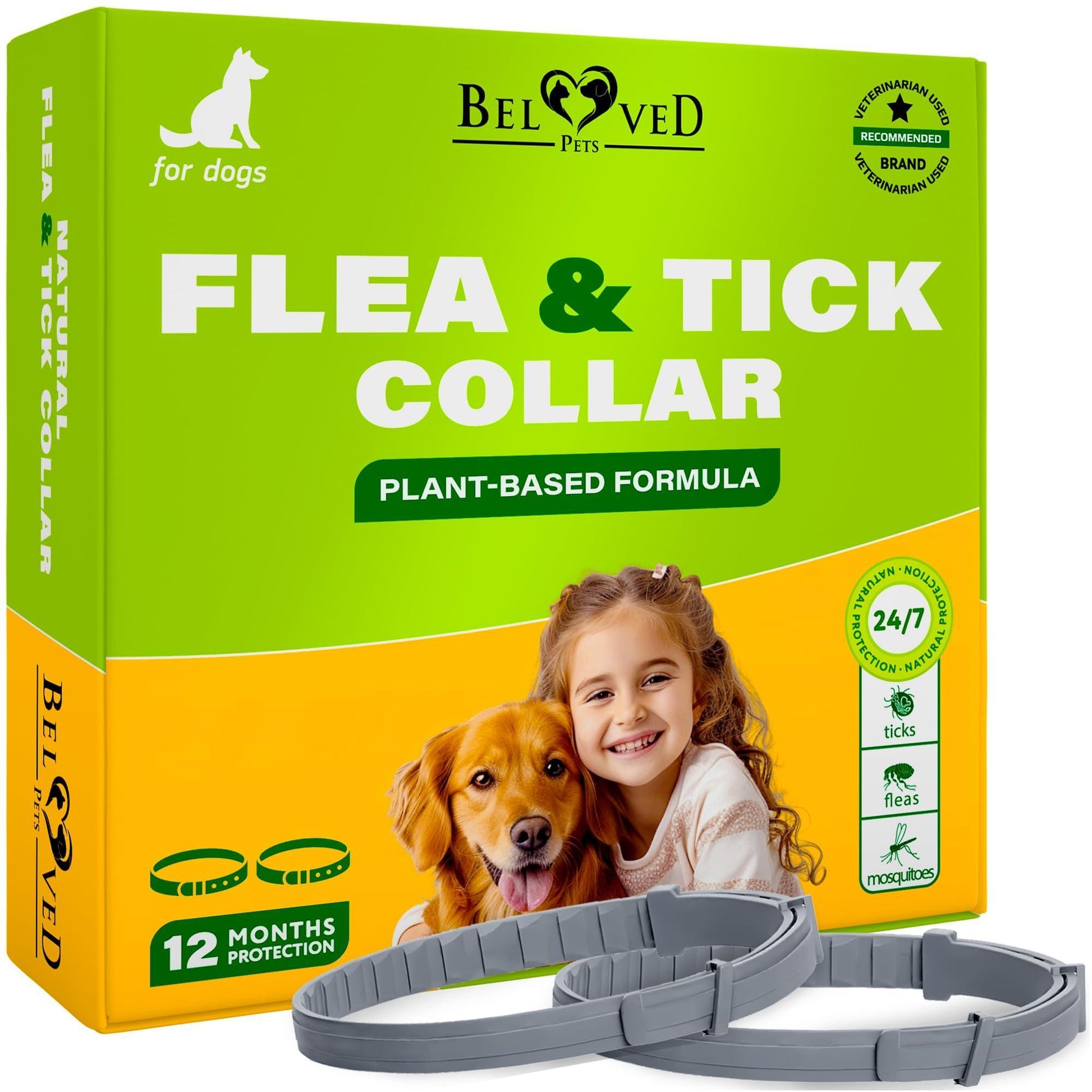 Beloved Pets Natural Anti Fleas and Ticks Essential Oil Repellent Collar for Dogs. 6 Months Control of Best Prevention & Safe Treatment. (Pack of 2) For Pet With Love