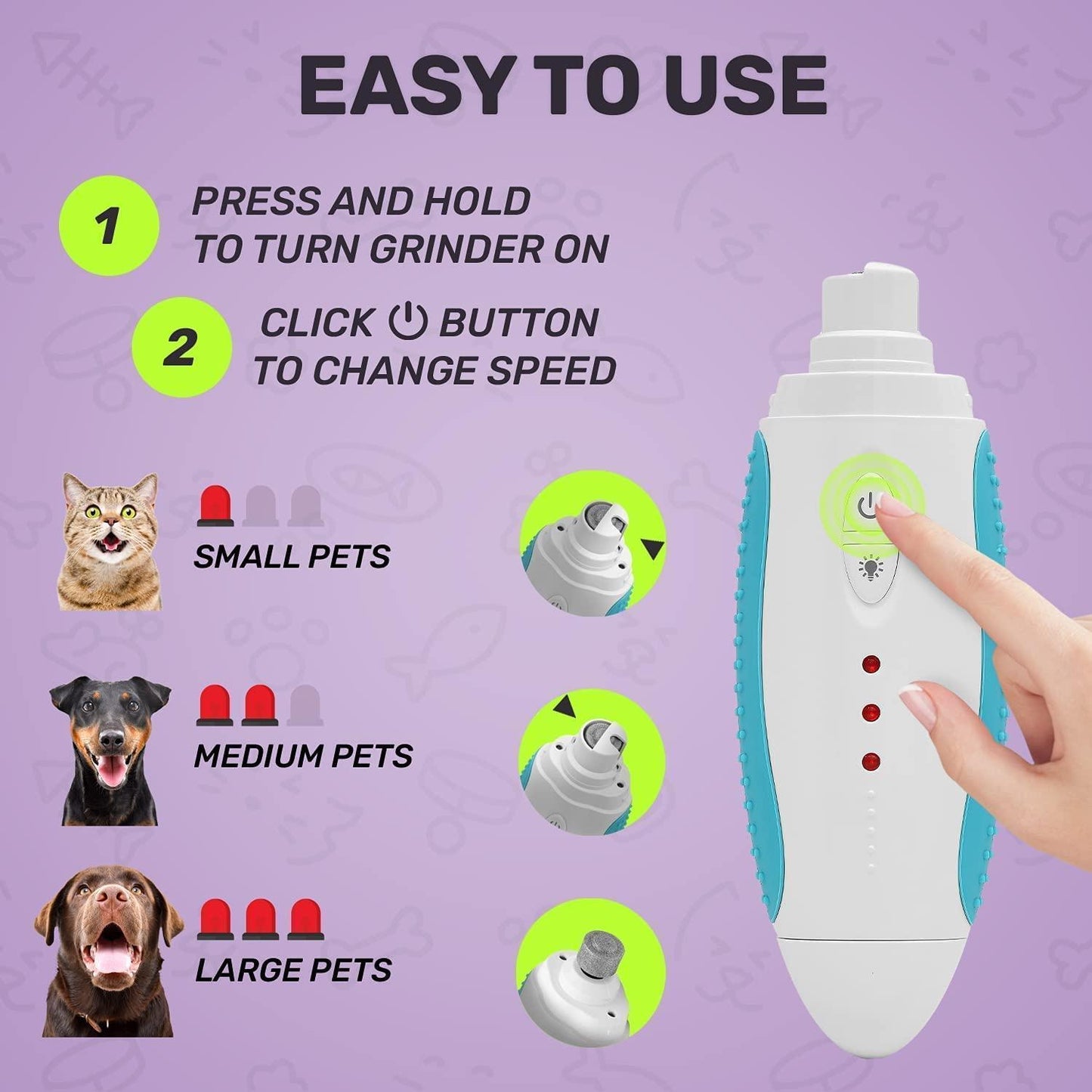 BRINGERPET Dog Nail Grinder (Blue) For Pet With Love