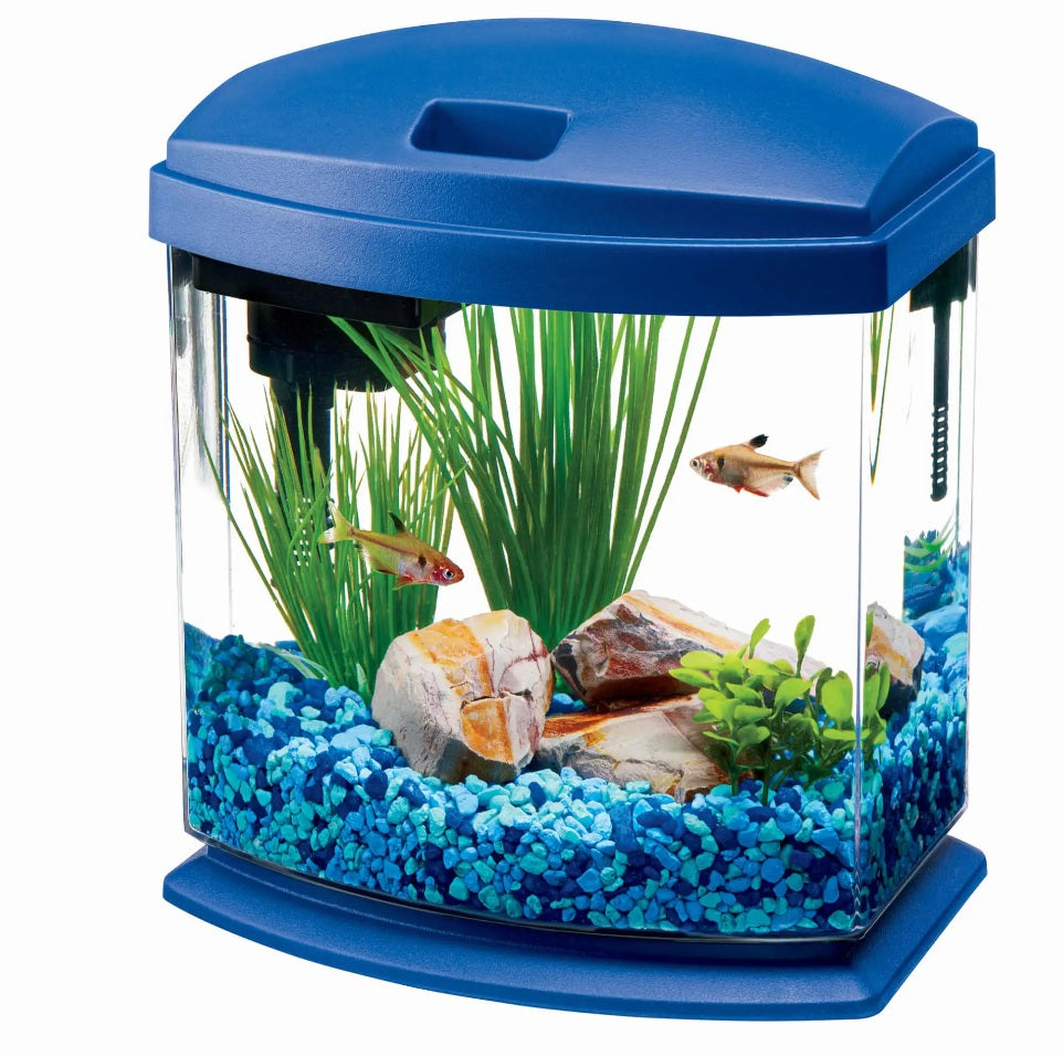 Aqueon MiniBow LED Aquarium Kit 1 Gallon Blue 8.5 x 6.25 x 9.25 For Pet With Love