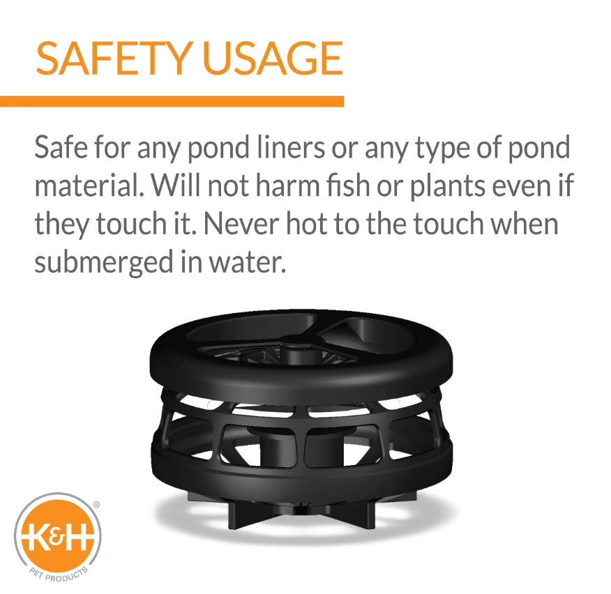 K&H Pet Products Perfect Climate Deluxe Pond De-Icer 250 watts Black 6 x 6 x 5 For Pet With Love
