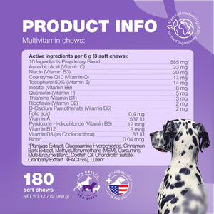 CHEWIA 15in1 Dog Multivitamin Immune Support, Skin & Coat, Mobility Support 180 Ct