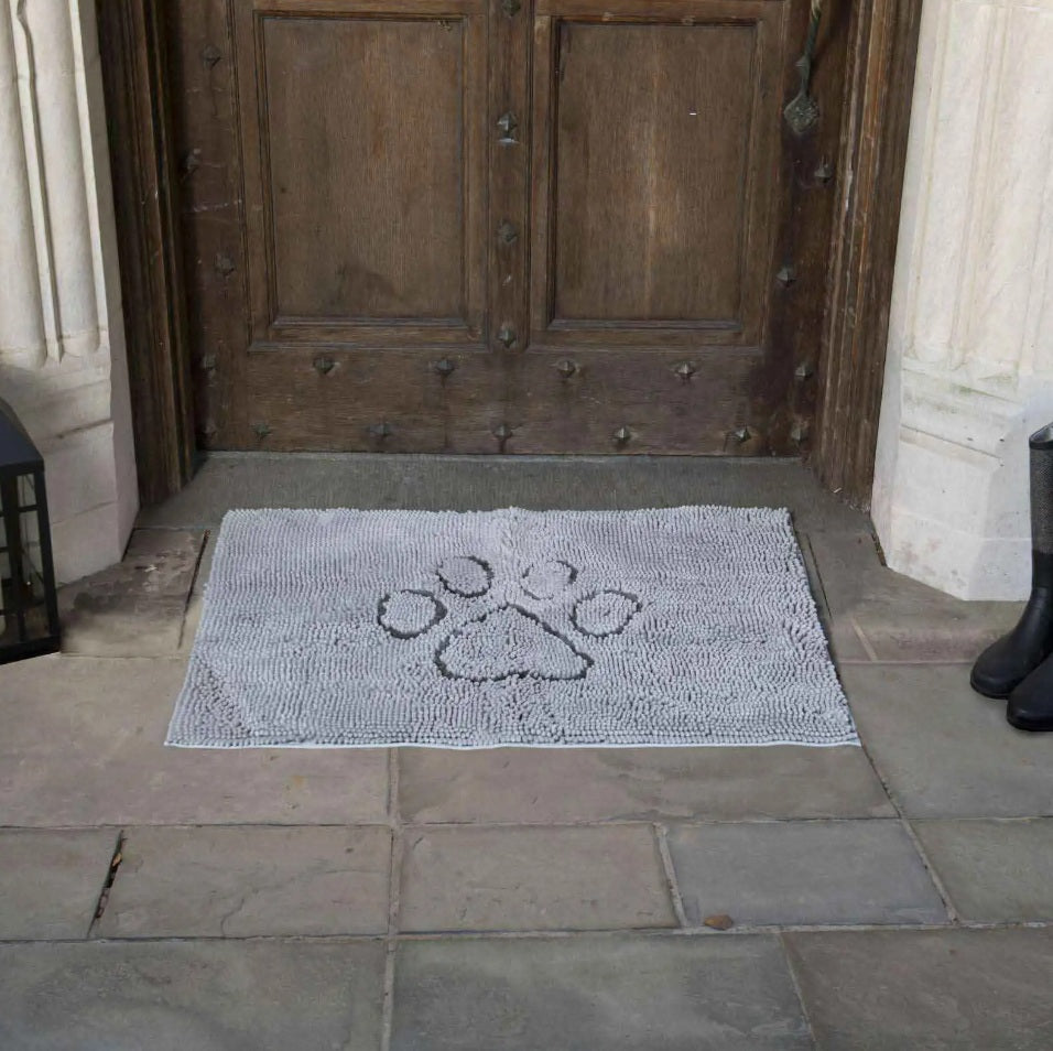 DGS Pet Products Dirty Dog Door Mat Medium Silver Grey 31 x 20 x 2 For Pet With Love