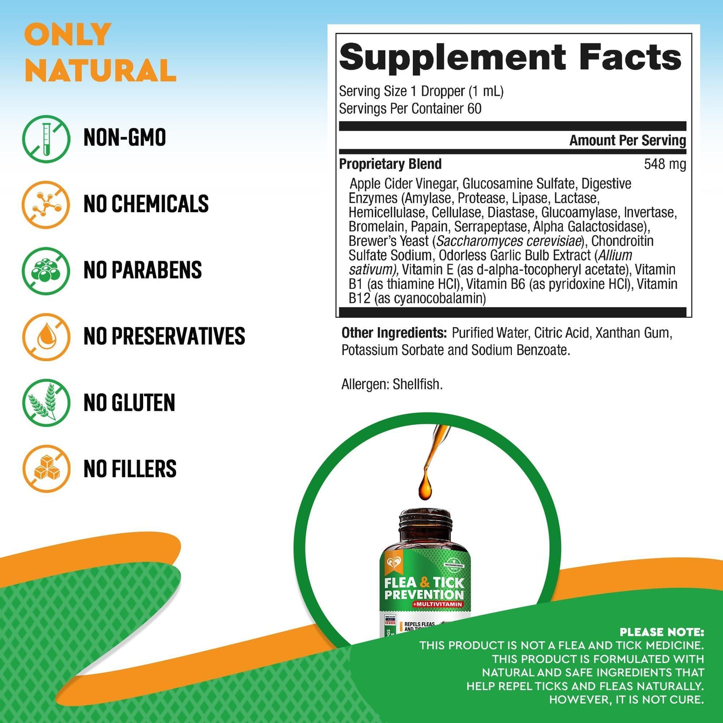 Beloved Pets Oral Flea & Tick Prevention Multivitamin Drops Supplements . Natural Flea Control and Medicine & Treatment for Dogs and Cats. Made in USA For Pet With Love