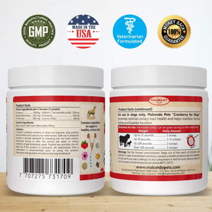 Makondo Pets Cranberry Natural UTI Treatment & Kidney Support Supplement for Dogs (3.53 Oz)
