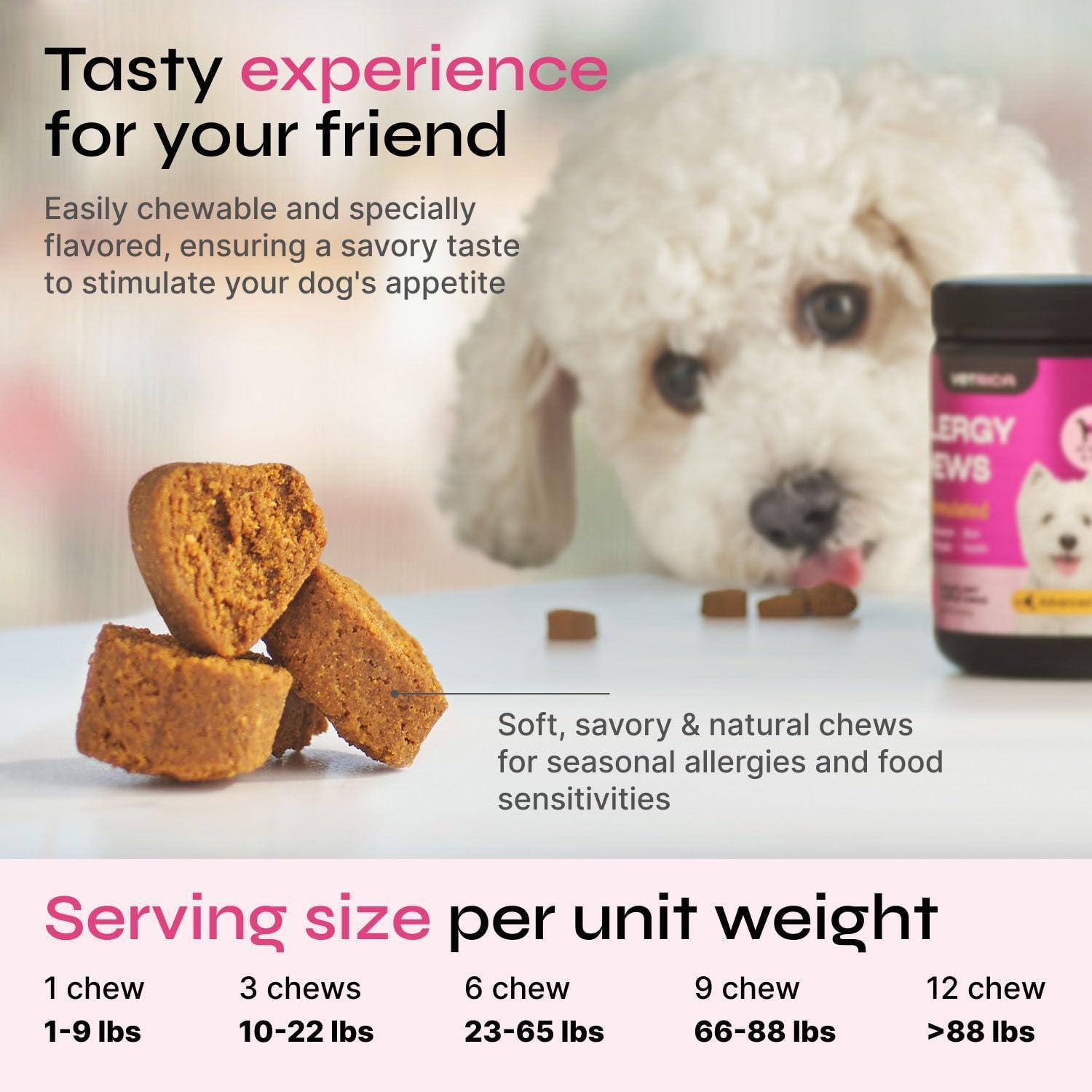 VETRICA Dog Itching Skin & Allergy Relief Immune Support Supplement 130 Chews For Pet With Love