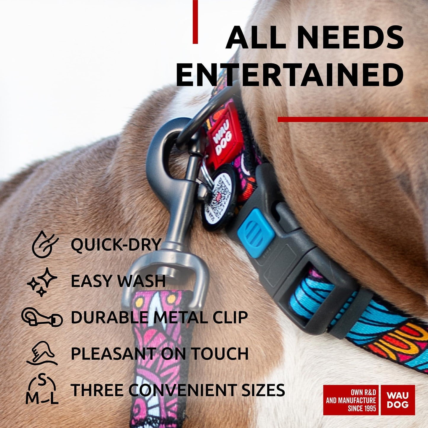WAUDOG Nylon Dog Leash for Small Dogs and Medium Dogs 4 Ft   Strong Dog Leash For Pet With Love