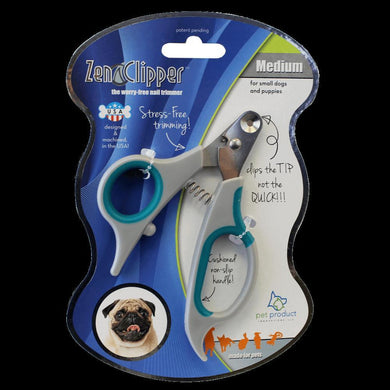 ZenClipper pet nail trimmer packaging with blue and white design