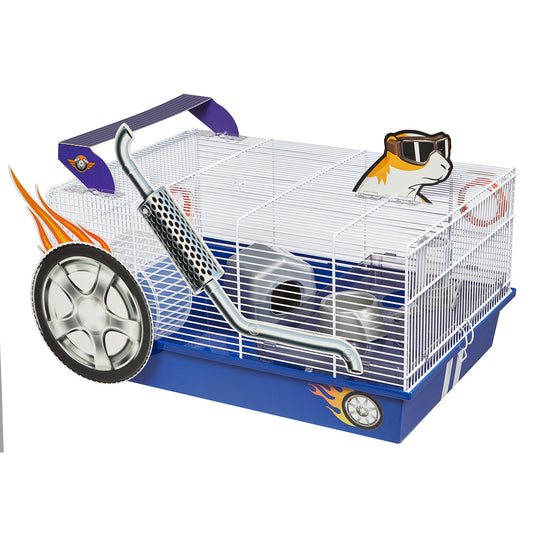 Midwest Critterville Hod Rod Hamster Home White, Blue 19.5 x 13.8 x 9.8 For Pet With Love