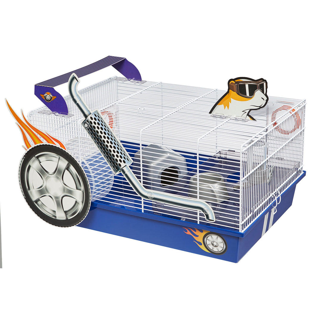 Midwest Critterville Hod Rod Hamster Home White, Blue 19.5 x 13.8 x 9.8