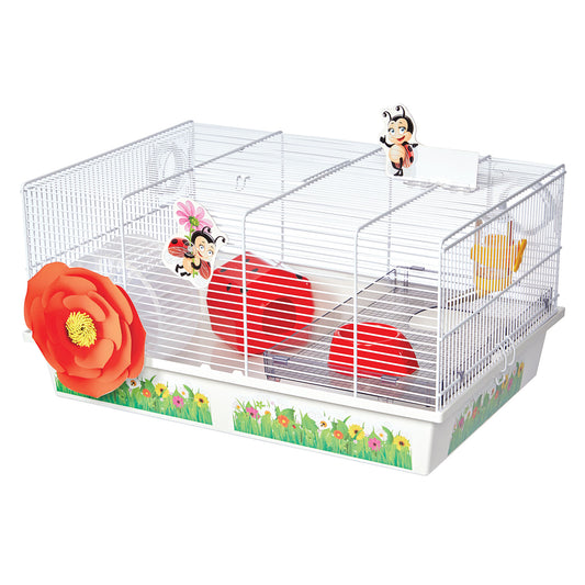 Midwest Critterville Ladybug Hamster Home White, Red 19.5 x 13.8 x 9.8 For Pet With Love