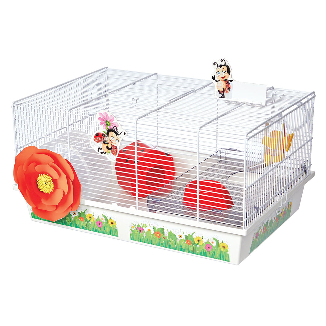 Midwest Critterville Ladybug Hamster Home White, Red 19.5 x 13.8 x 9.8