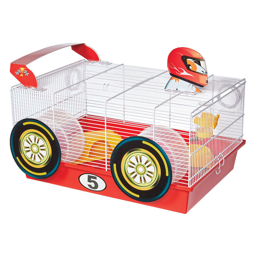 Midwest Critterville Race Car Hamster Home White, Red 19.5 x 13.8 x 9.8 For Pet With Love