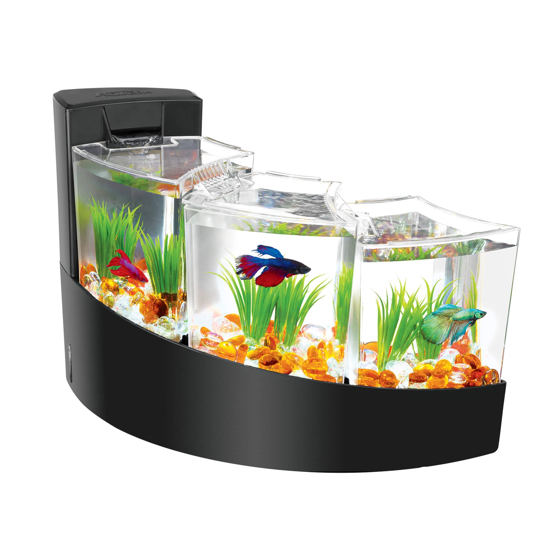 Aqueon Betta Falls Aquarium Kit Black 16.93 x 10.95 x 11.42 For Pet With Love