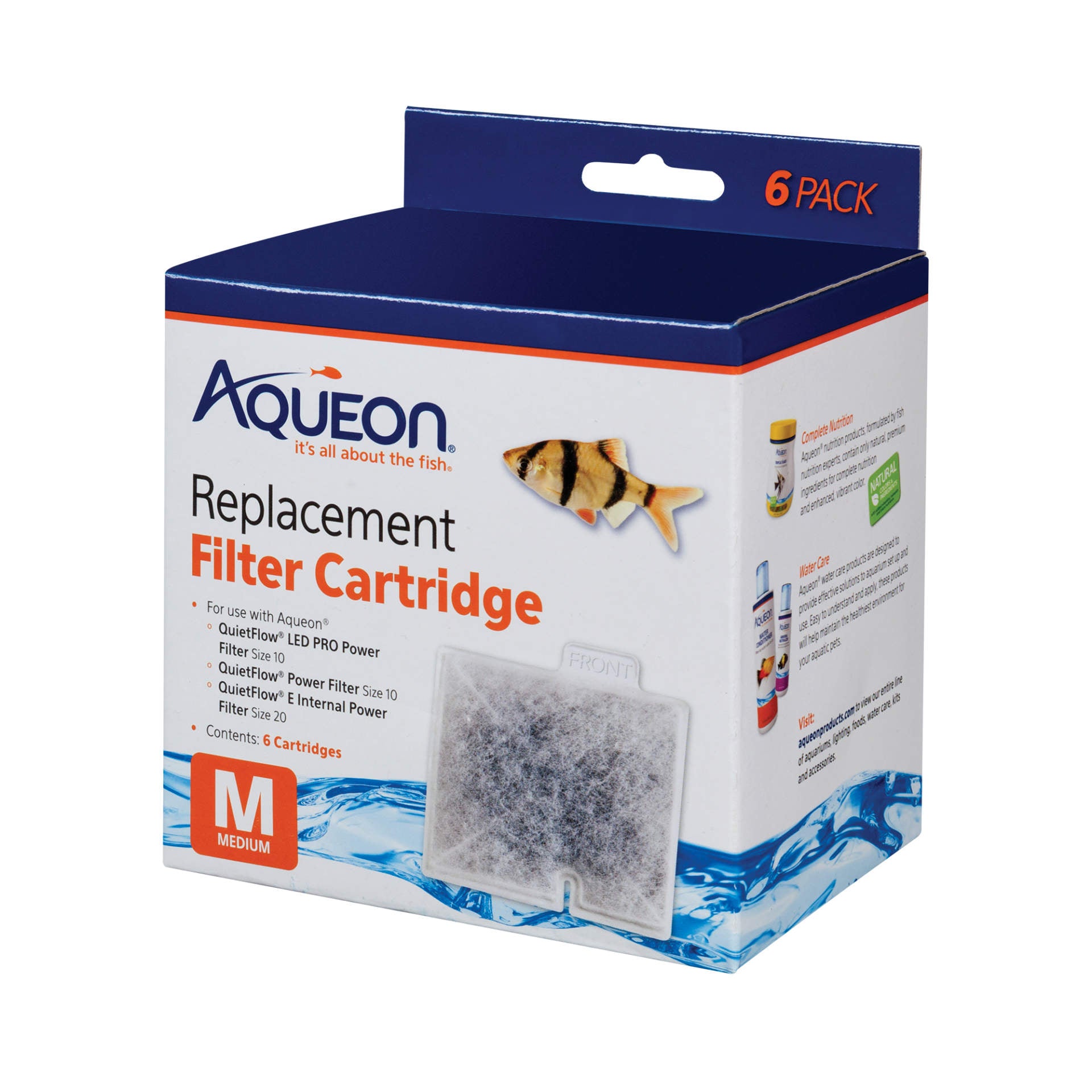 Aqueon Replacement Filter Cartridges 6 pack Medium 4.9 x 2 x 5.7 For Pet With Love