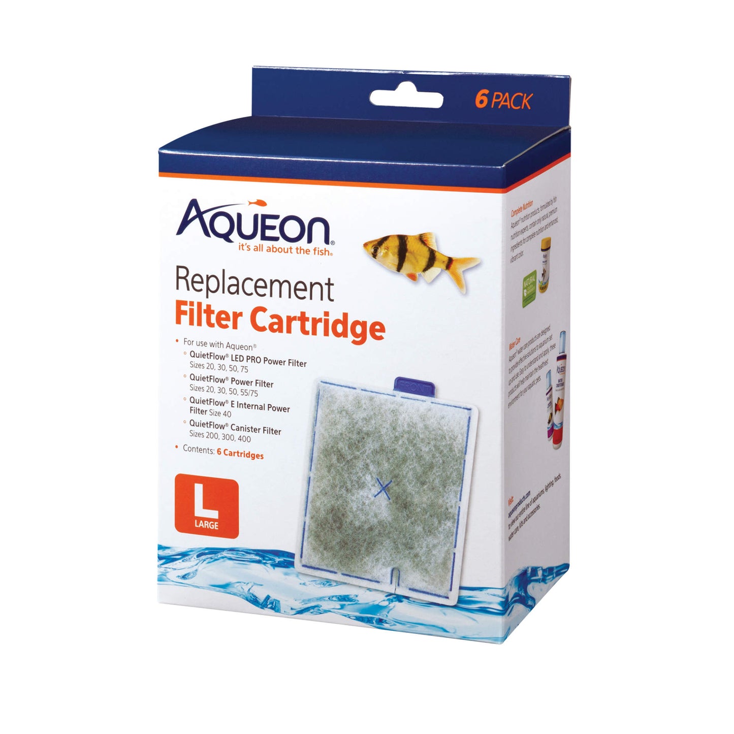 Aqueon Replacement Filter Cartridges 6 pack Large 5.24 x 1.75 x 5.7 For Pet With Love