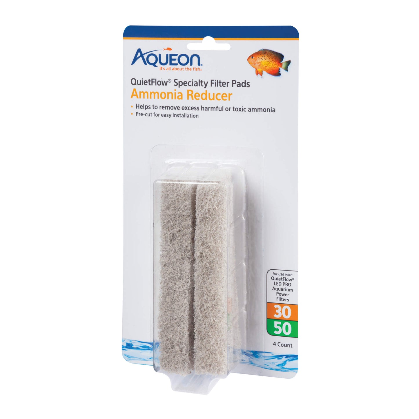 Aqueon Replacement Ammonia Reducer Filter Pads Size 30/50 4 pack For Pet With Love