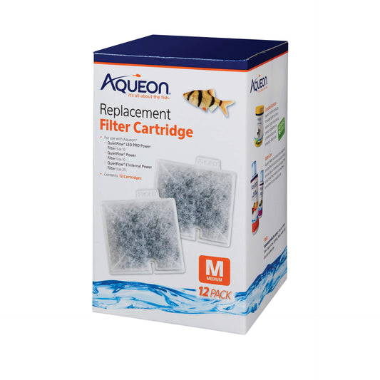 Aqueon Replacement Filter Cartridges 12 pack Medium 4.9 x 2 x 5.7 For Pet With Love