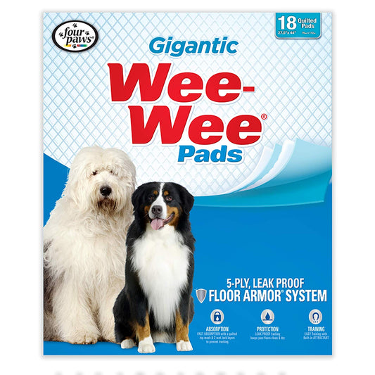 Four Paws Wee-Wee Pads 18 pack Gigantic White 27.5 x 44 x 0.1 For Pet With Love