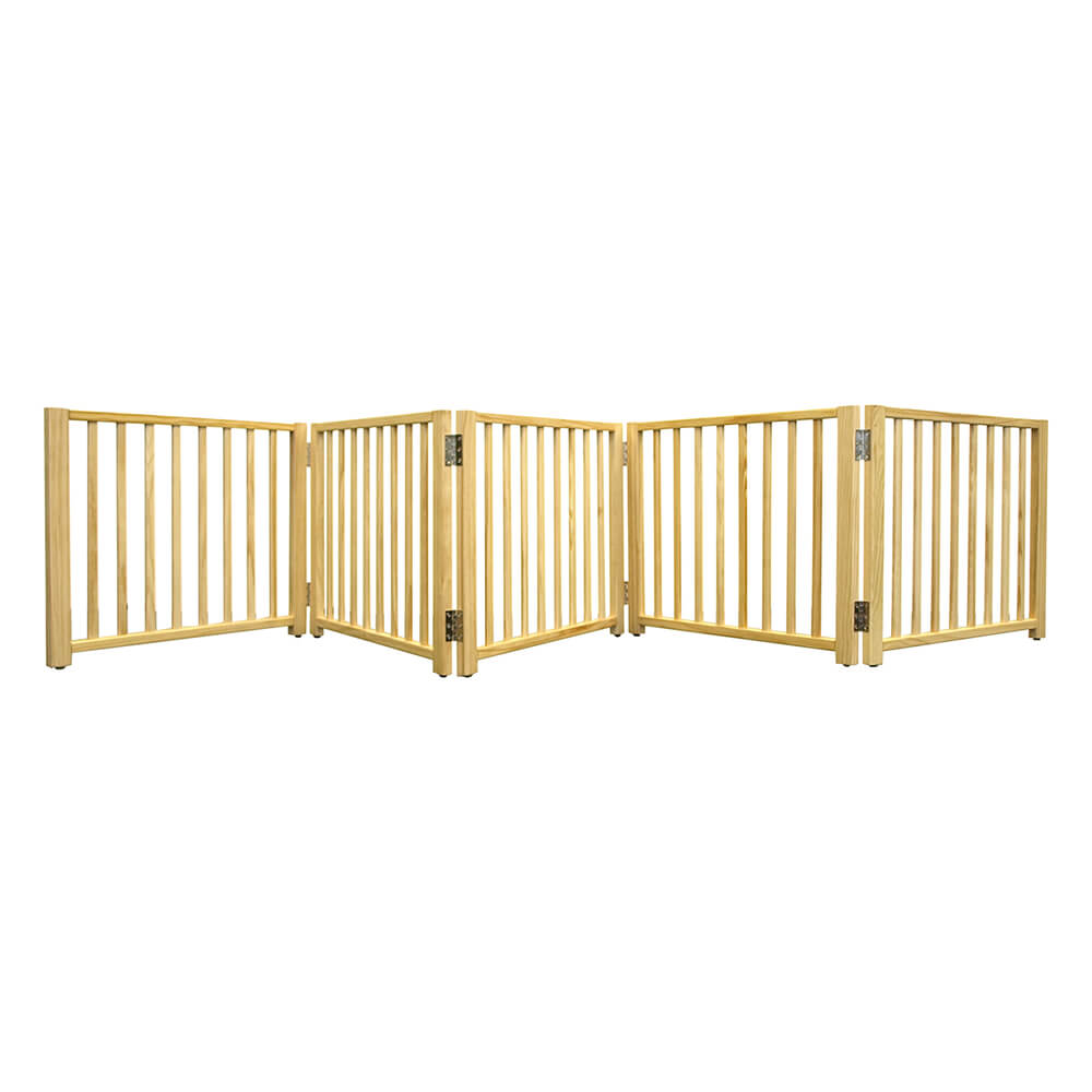 Four Paws Smart Design Folding Freestanding Gate 5 Panel Beige 48 - 110 x 1 x 17 For Pet With Love