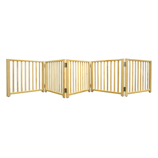 Four Paws Smart Design Folding Freestanding Gate 5 Panel Beige 48 - 110 x 1 x 17 For Pet With Love