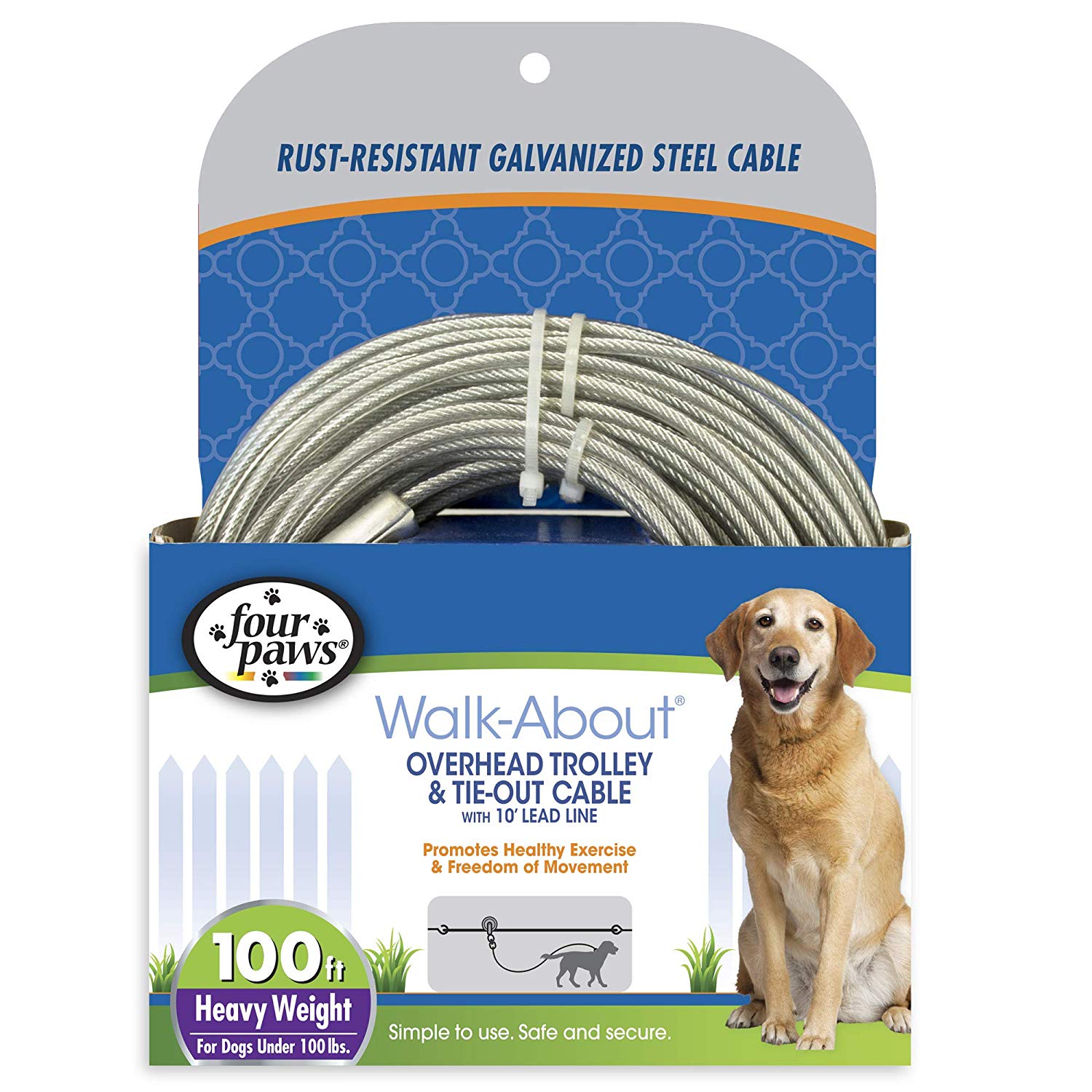 Four Paws Heavy Weight Trolley Exercises 100 feet For Pet With Love