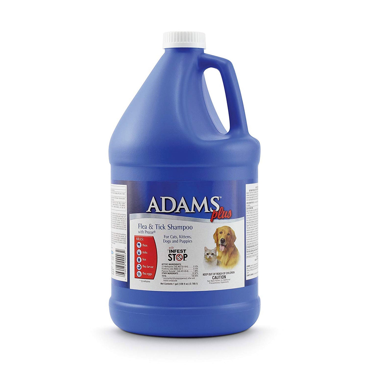 Adams Plus Flea and Tick Shampoo with Precor for Cats and Dogs 1 Gallon For Pet With Love