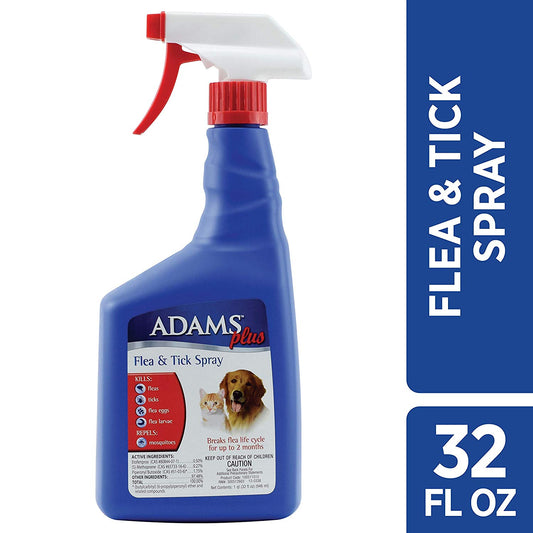 Adams Plus Flea and Tick Spray for Cats and Dogs 32 ounces For Pet With Love
