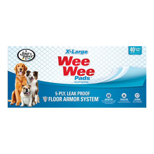 Four Paws Wee-Wee Pads 40 pack Extra Large White 28 x 34 x 0.1 For Pet With Love