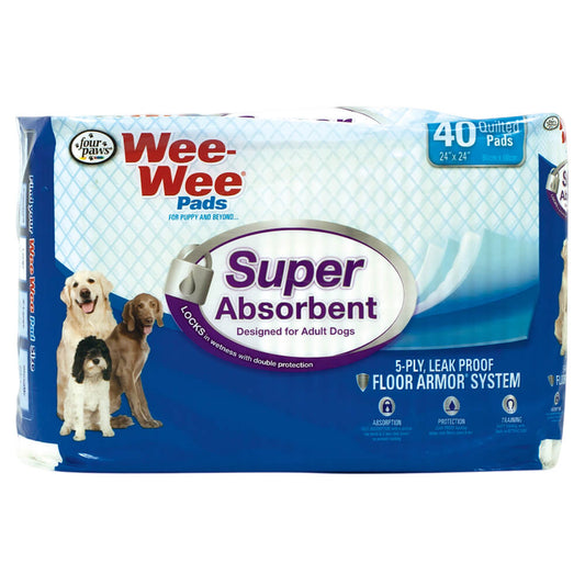 Four Paws Wee-Wee Super Absorbent Pads 40 count White 24 x 24 x 0.1 For Pet With Love