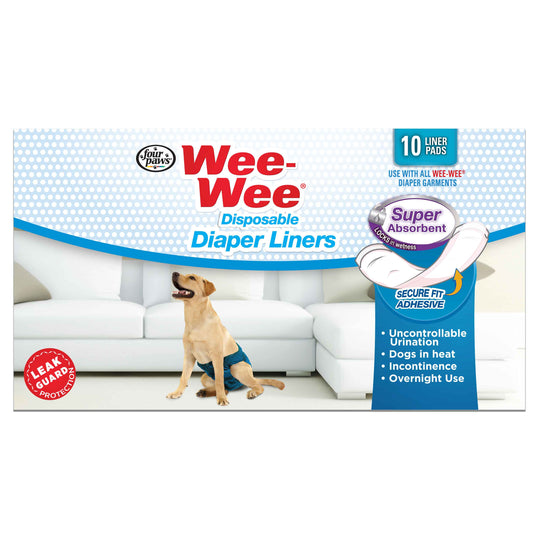 Four Paws Wee-Wee Super Absorbent Disposable Dog Diaper Linders 10 count White 2.75 x 8.25 x 4.5 For Pet With Love
