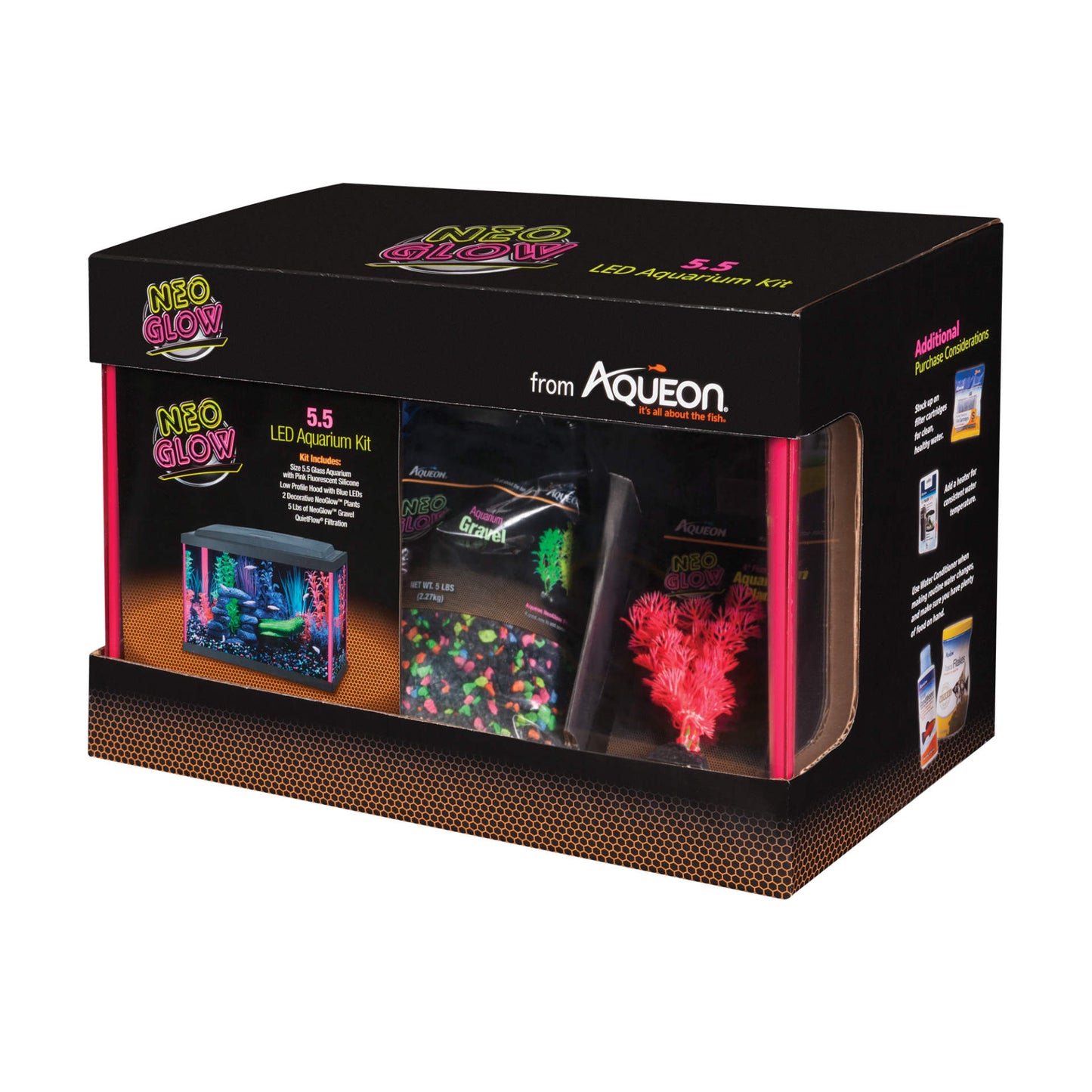 Aqueon NeoGlow LED Aquarium Kit 5.5 Gallon Pink 16.5 x 8.75 x 10.5 For Pet With Love