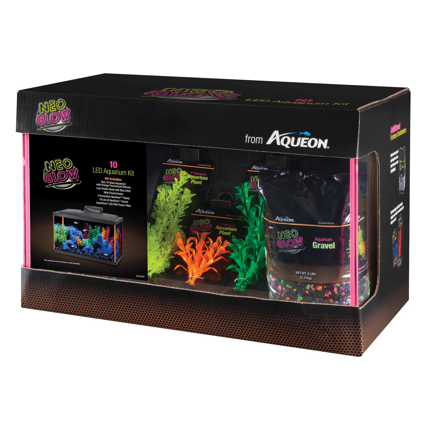 Aqueon NeoGlow LED Aquarium Kit 10 Gallon Orange 20.5 x 10.5 x 12.5 For Pet With Love