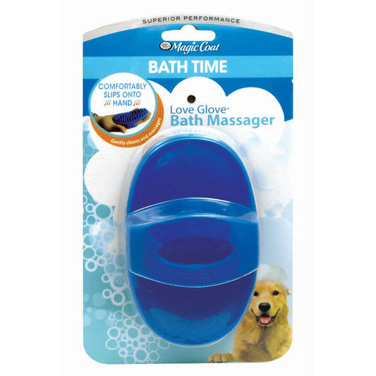 Four Paws Magic Coat Love Glove Bath Massager Blue For Pet With Love