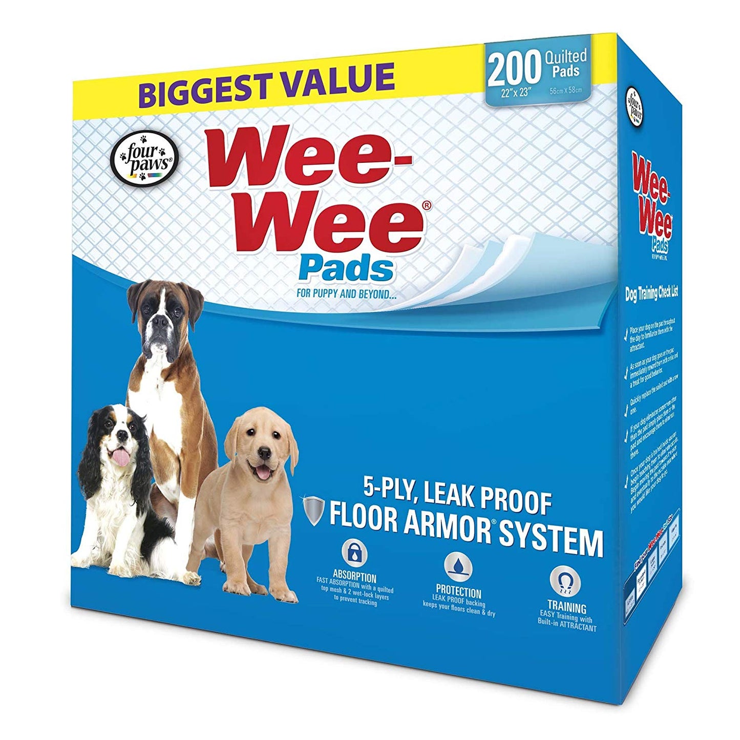 Four Paws Wee-Wee Pads 200 pack White 22 x 23 x 0.1 For Pet With Love