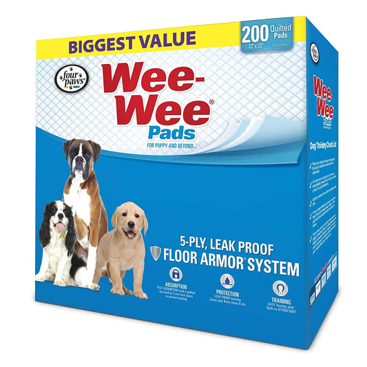 Four Paws Wee-Wee Pads 200 pack White 22 x 23 x 0.1 For Pet With Love