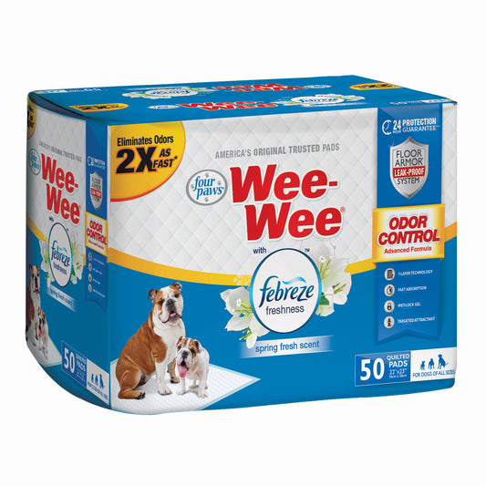 Four Paws Wee-Wee Odor Control with Febreze Freshness Pads 50 count White 22 x 23 x 0.1 For Pet With Love