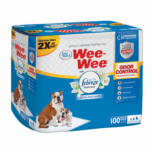 Four Paws Wee-Wee Odor Control with Febreze Freshness Pads 100 count White 22 x 23 x 0.1 For Pet With Love