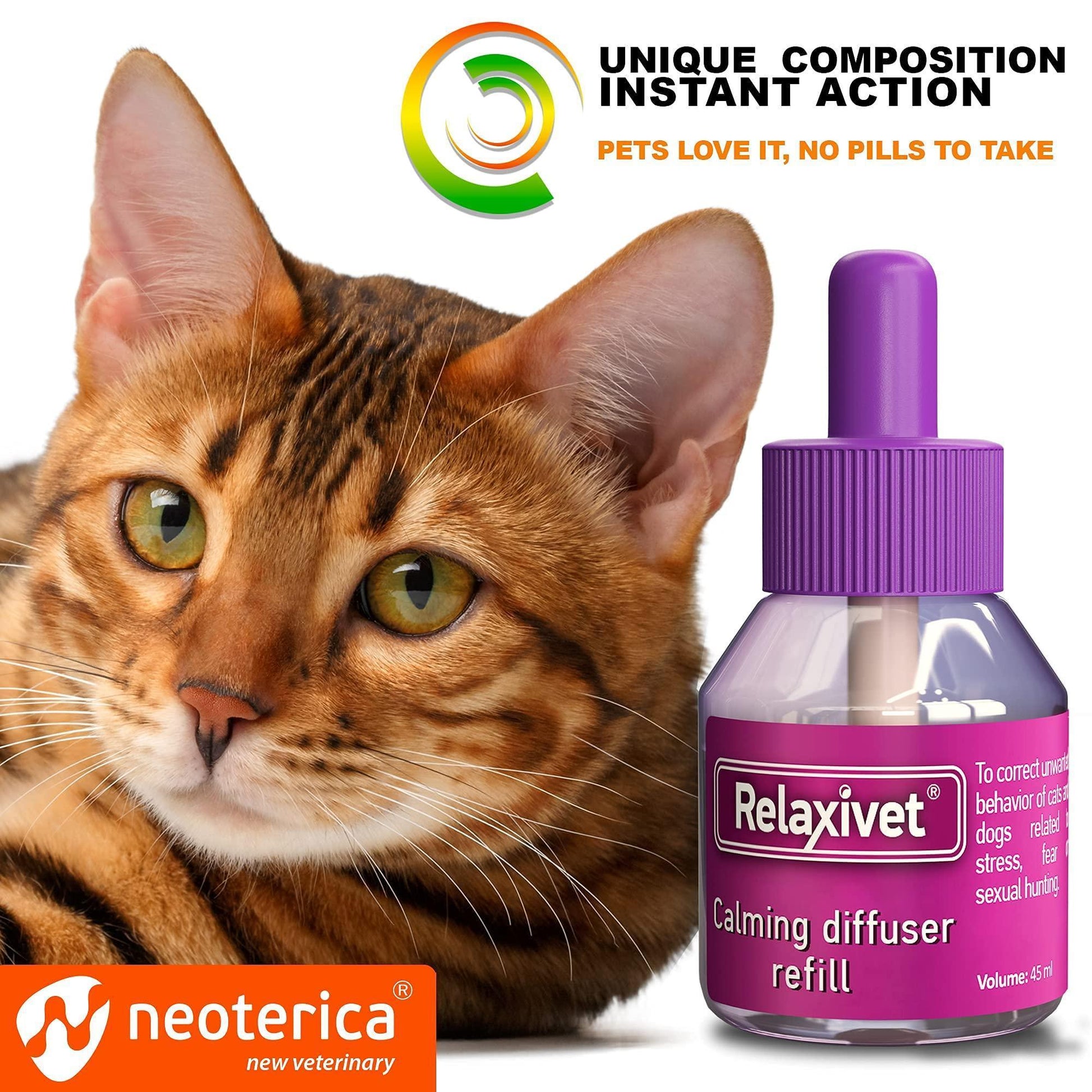 Beloved Pets RELAXIV Calming  & Anti Anxiety Cat Diffuser Refil. Feline Calming Pheromones. Cat Stress Relief & Comfort. 30-day Refill Bottle (2-pack) For Pet With Love