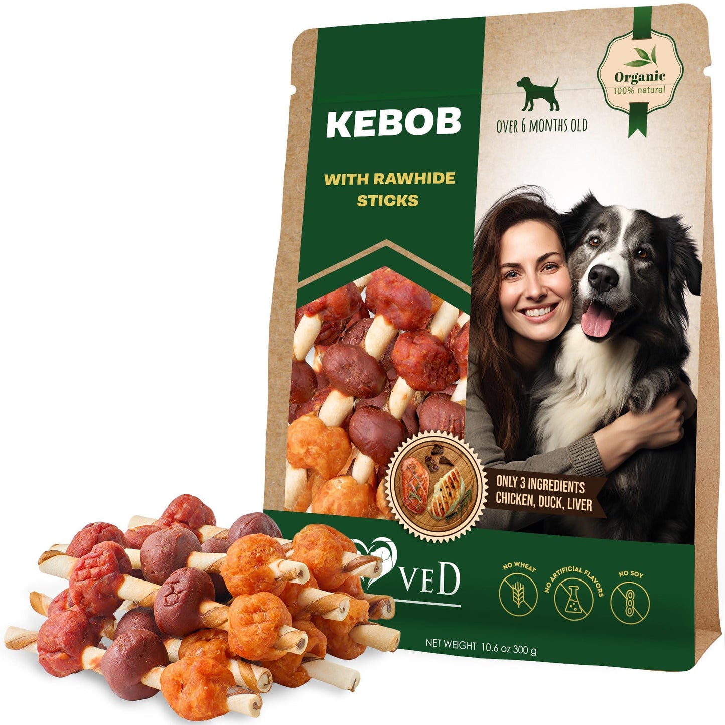 Beloved Pets Kabobs Rawhide Dog Treats with Duck & Chicken 10.6 Oz For Pet With Love