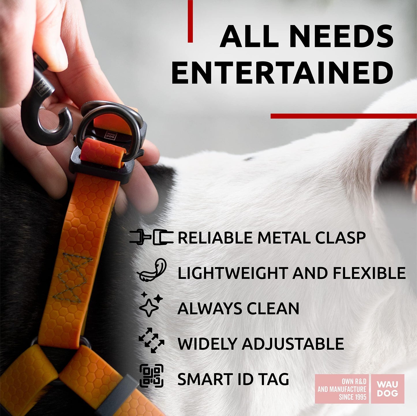 WAUDOG Waterproof Dog Harness   Adjustable Dog Harness for Large Dogs Small and For Pet With Love
