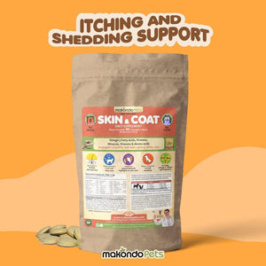 Makondo Pets Skin and Coat Supplement with Fish Oil for Dogs & Cats (90 Tablets)