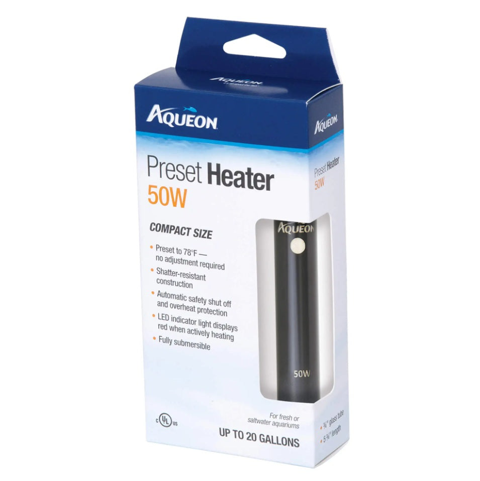 Aqueon Preset Fish Tank Heater 50 watts Black 3.5 x 1.5 x 7 For Pet With Love