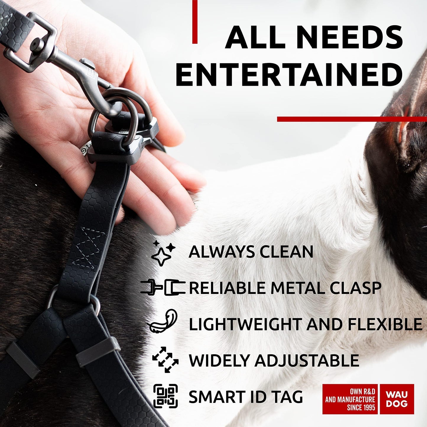 WAUDOG Waterproof Dog Harness   Adjustable Dog Harness for Large Dogs Small and For Pet With Love