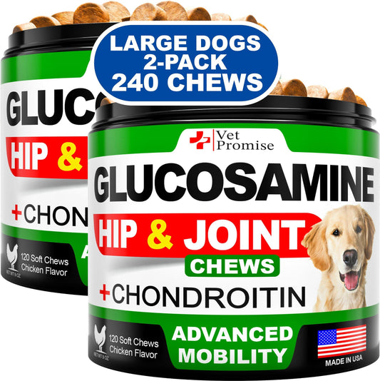 Vet Promise Glucosamine for Dogs  Hip and Joint Chews (2Pack, 240 Chews) For Pet With Love