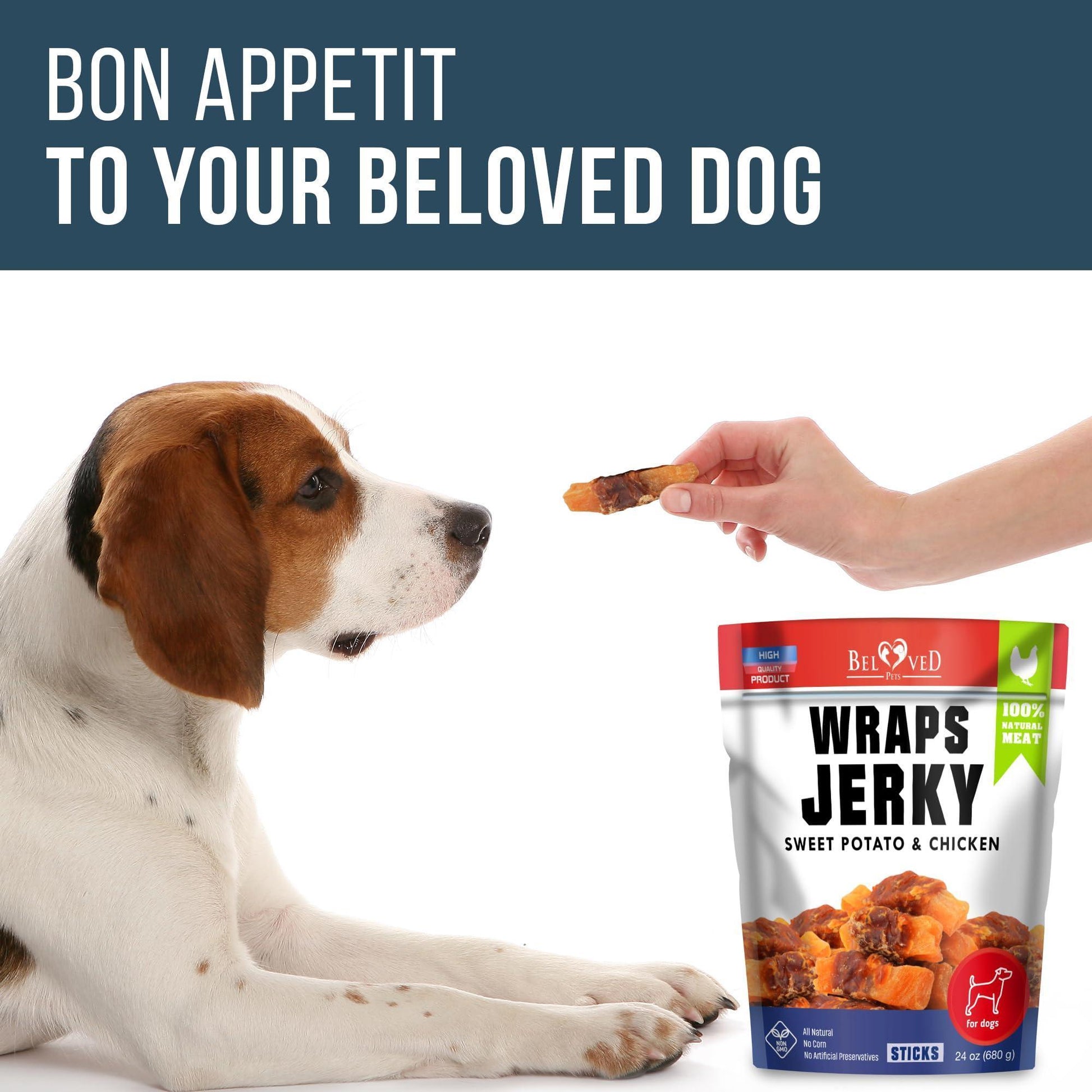 Beloved Pets All Natural Sweet Potato & Chicken Jerky Wraps Dog Treats 24 Oz For Pet With Love