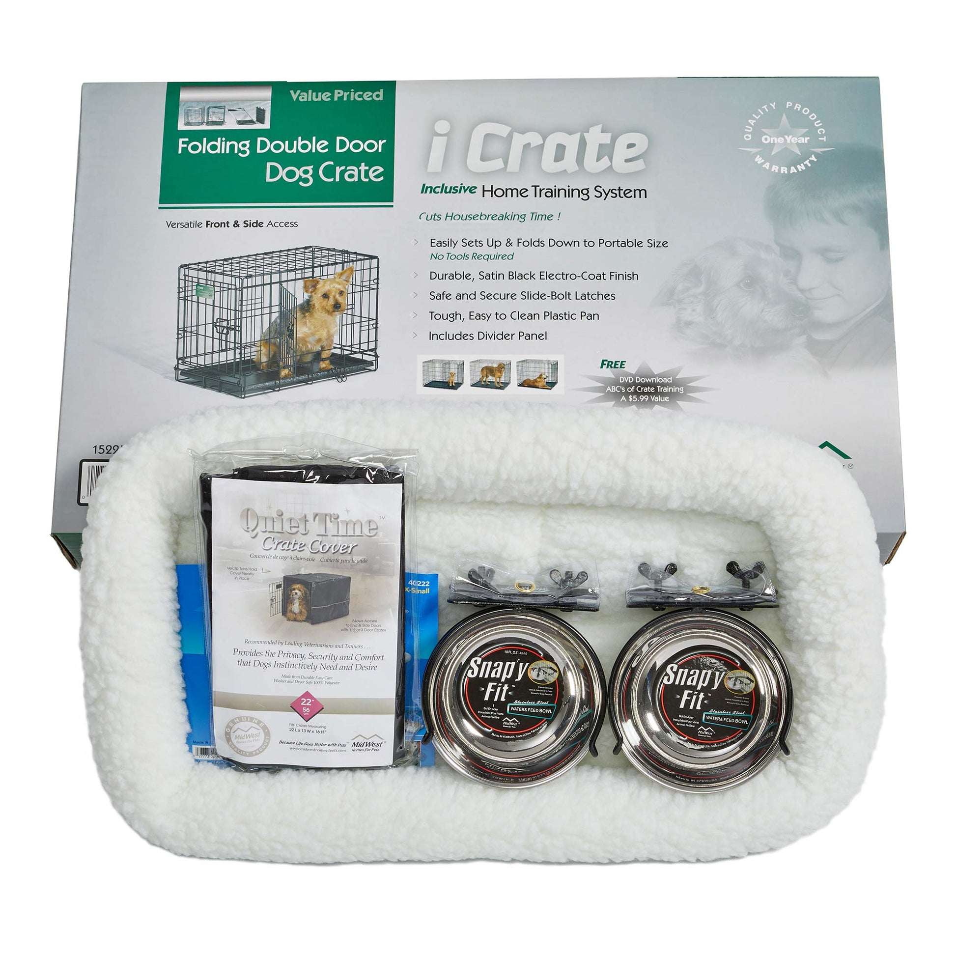 Midwest iCrate Dog Crate Kit Extra Small 22 x 13 x 16 For Pet With Love