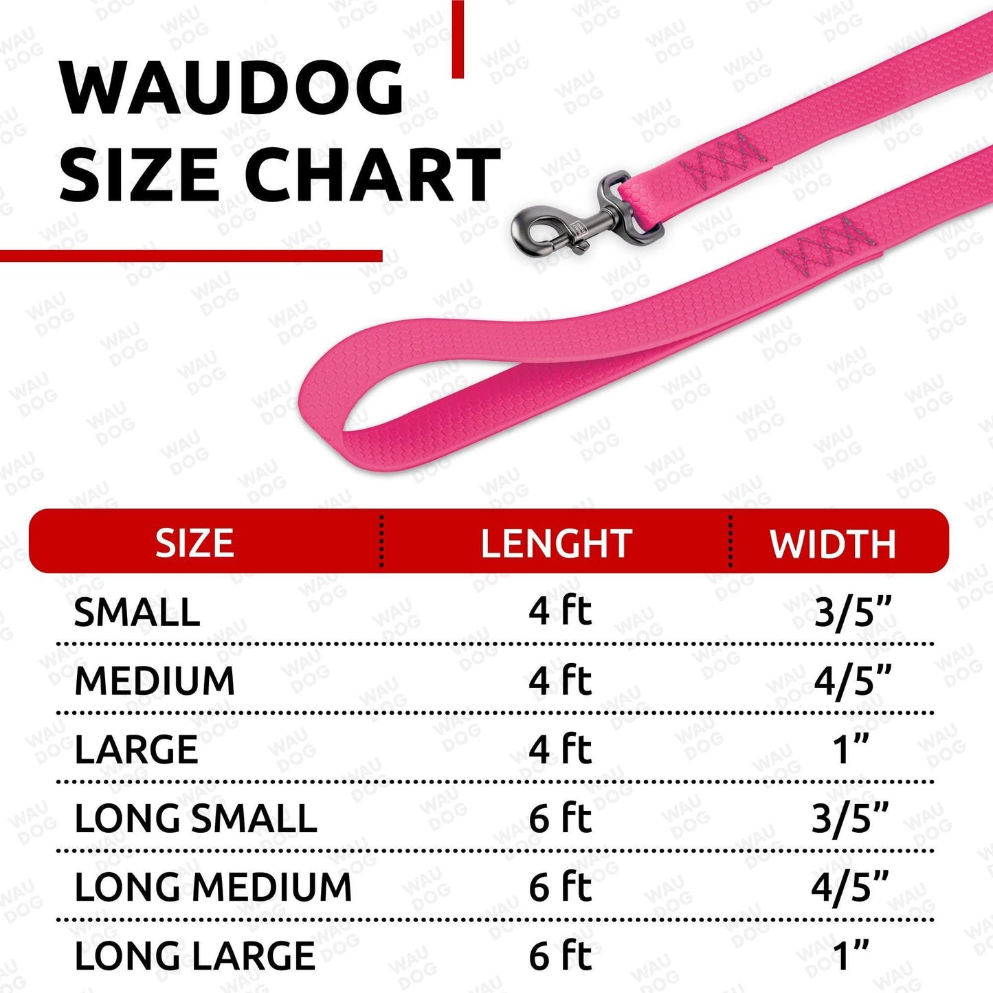WAUDOG Waterproof Dog Leash 4 Ft   6 Ft   Anti Slip Dog Leash for Large Dogs For Pet With Love