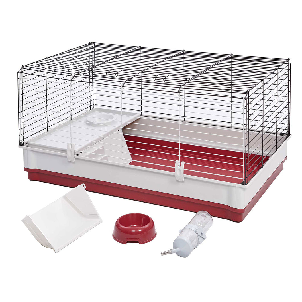 Midwest Wabbitat Deluxe Rabbit Home White, Red 39.50 x 23.75 x 19.75